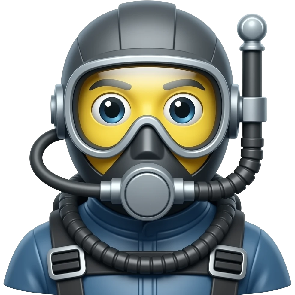 Yellow face emoji in scuba gear emoji