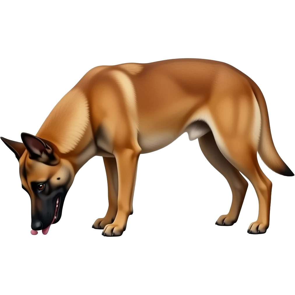 malinois dog sniffs emoji