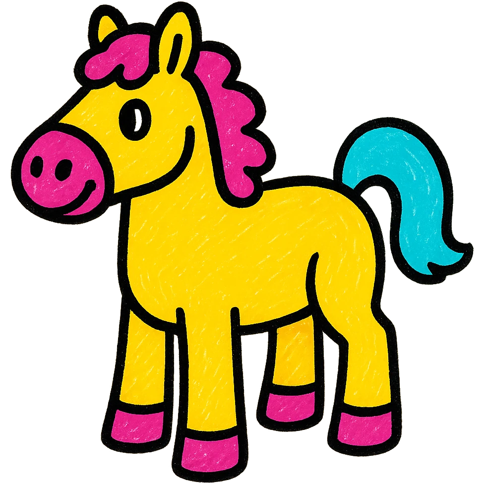 horse standing, isometric, playful and colorful emoji
