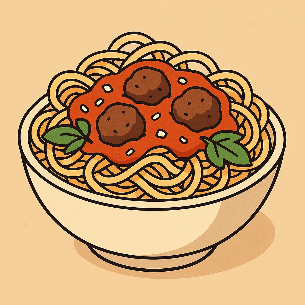 a bowl of pasta, cartoon style emoji
