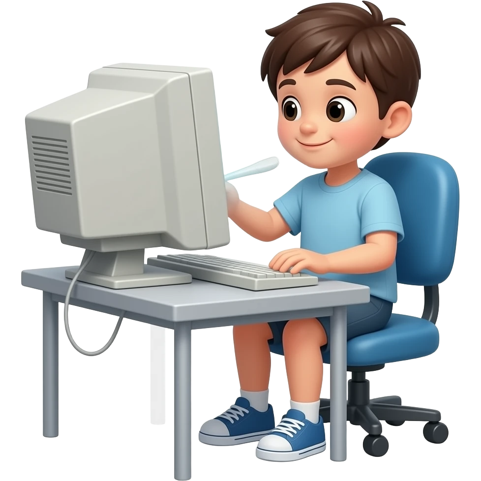 kid feeding the computer emoji