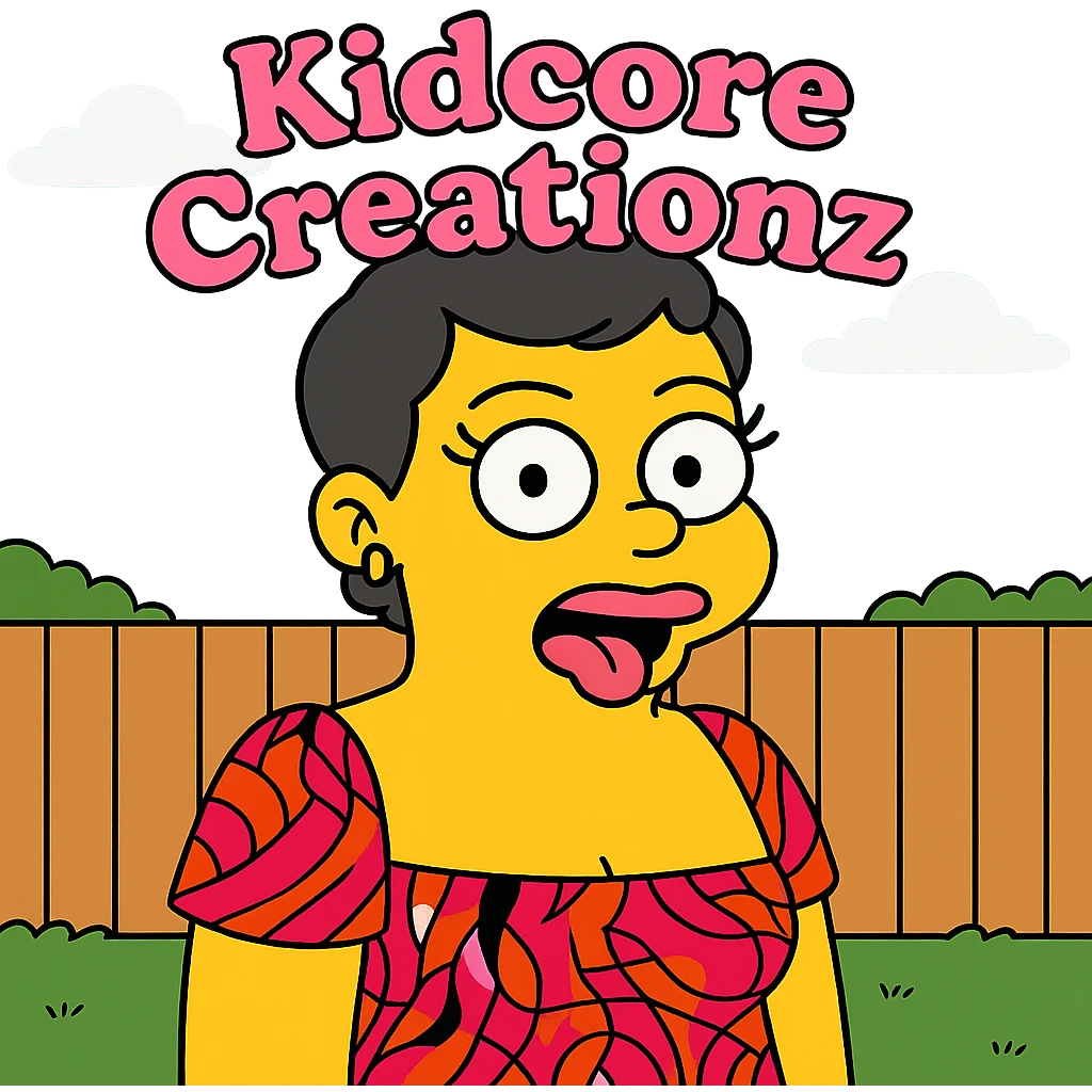 Add the word Kidcore Creationz in Pink emoji