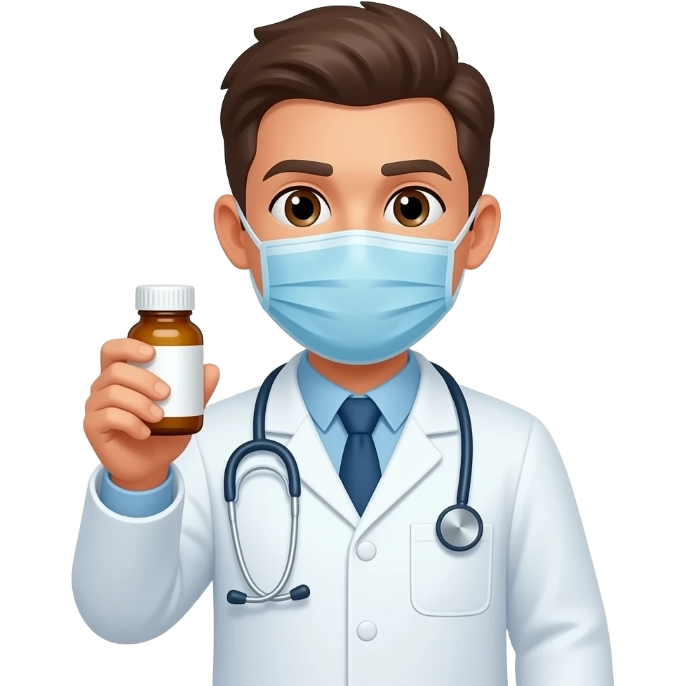 haz una persona con bata y medicamentos emoji