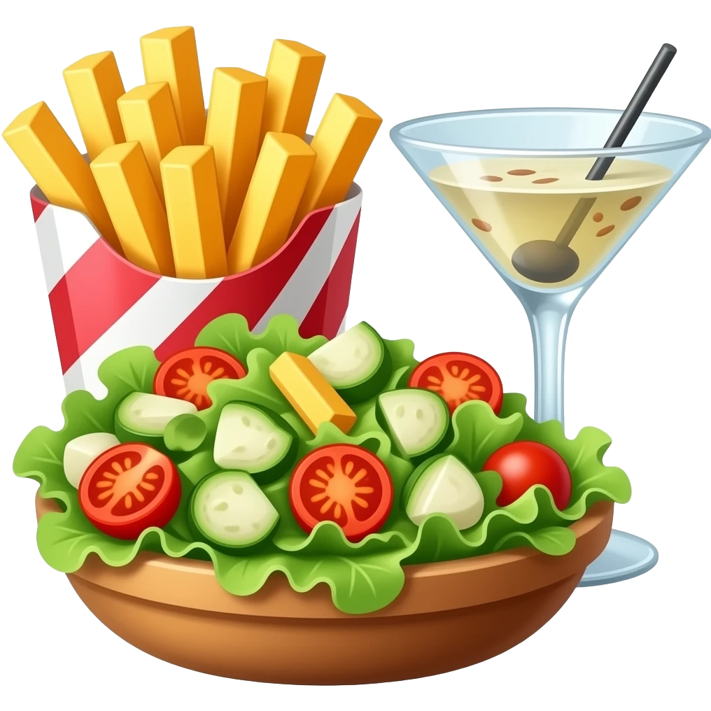 caeser salad fries and dirty martini emoji