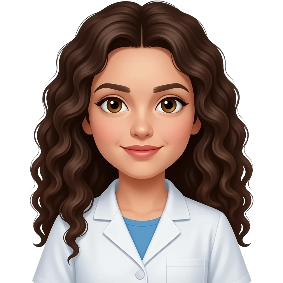 Skinny Brown eyes, long dark dark brown curly hair Lebanese girl Ultrasound technician emoji