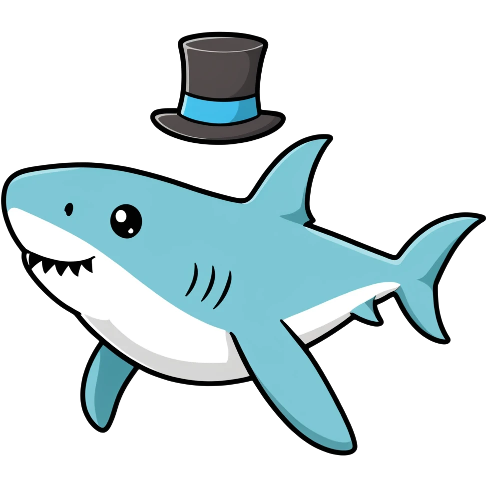 Shark with a top hat emoji