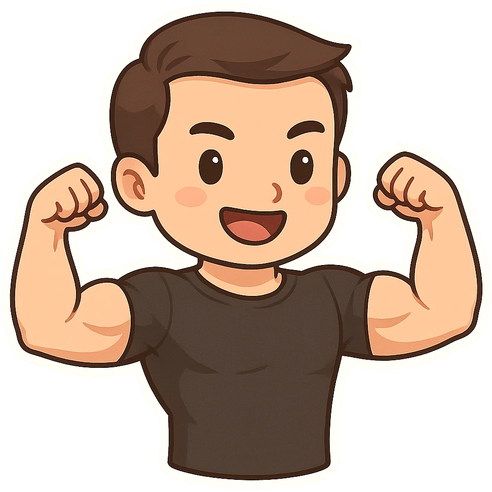 Fitness trainer shows the biceps at full length emoji