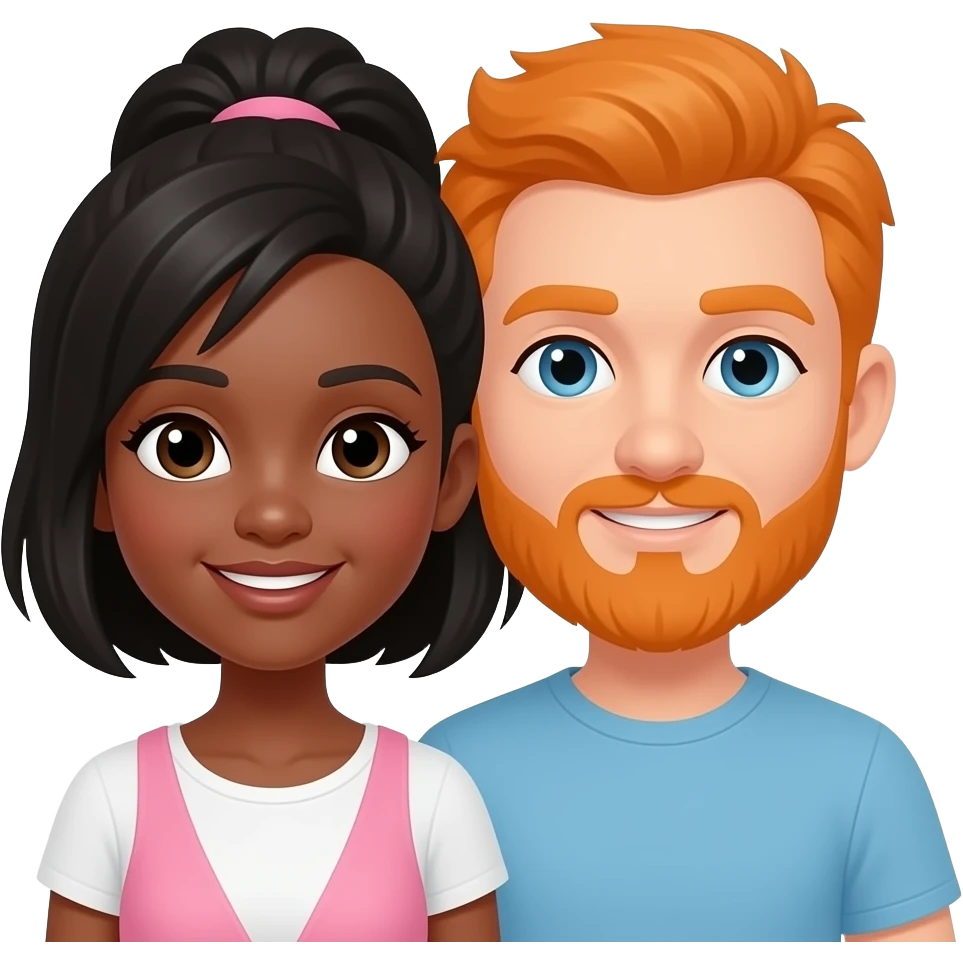 Black girl and orange  head guy couple emoji