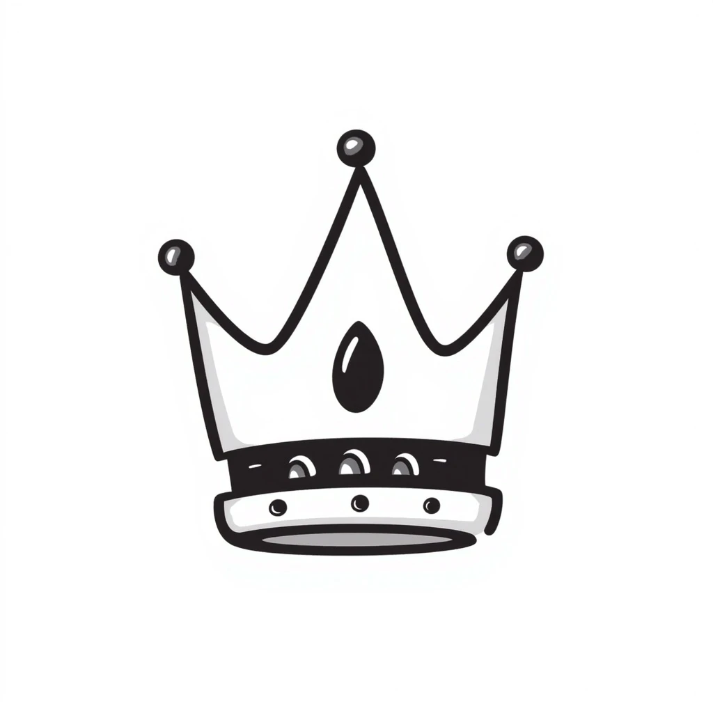 hand-drawn doodle of a crown, black lines only emoji