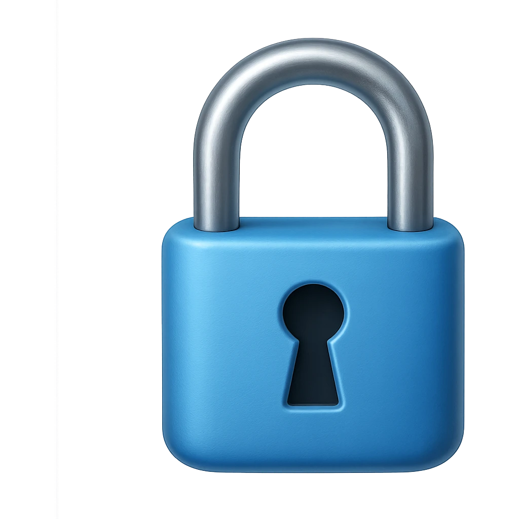 emoji stile iphone di un lucchetto azzurro, iperrealistico 4k emoji