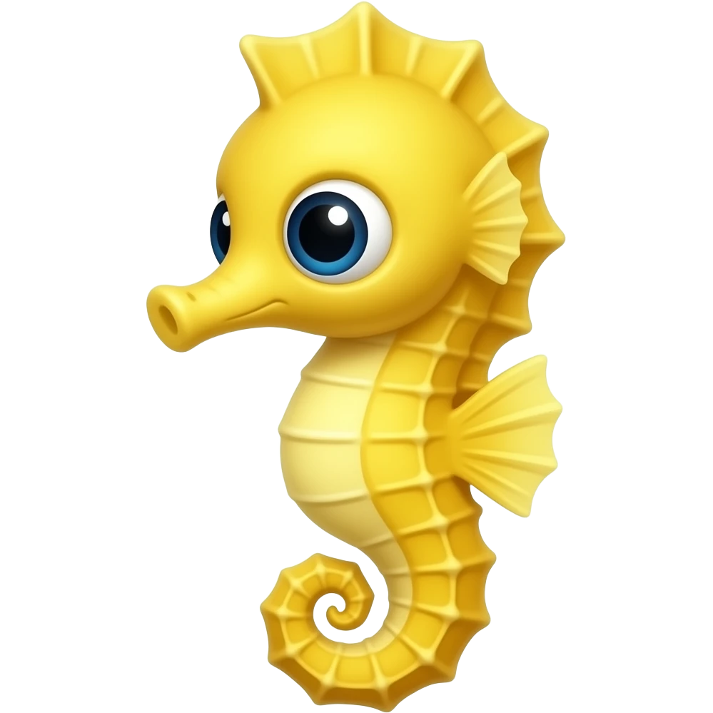 A yellow cute seahorse with big eyes staring emoji