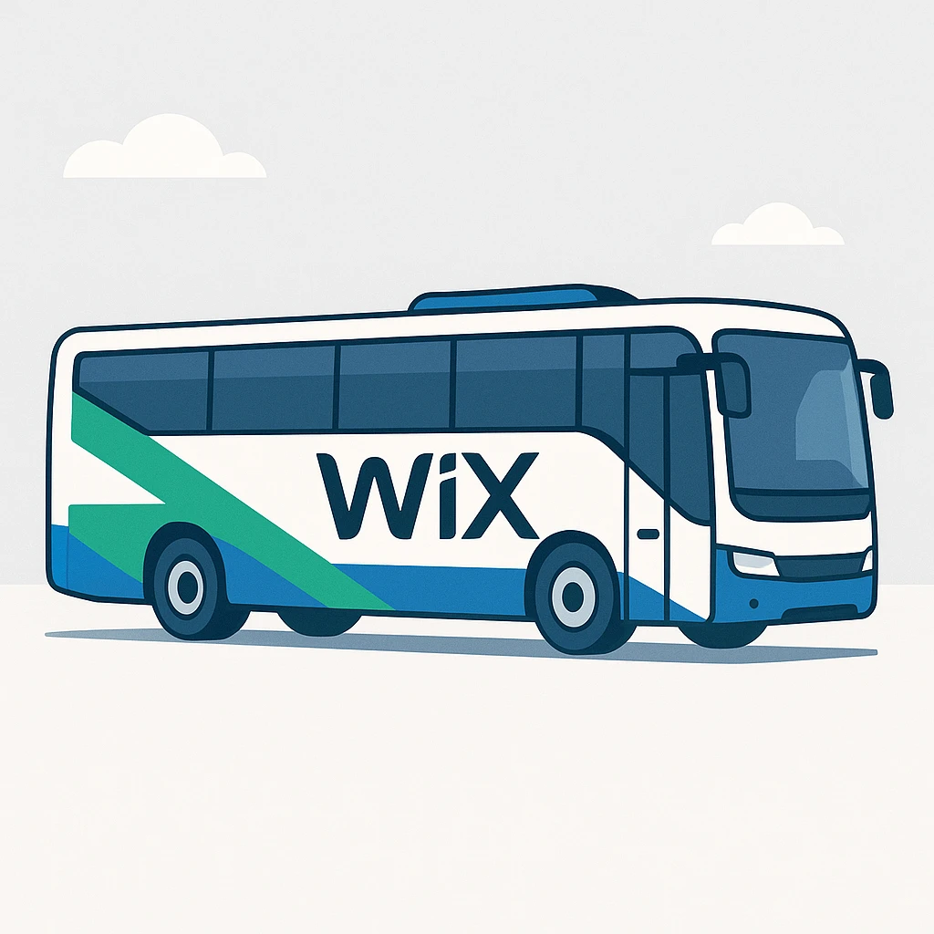 a bus with the Wix logo, clean and modern style emoji