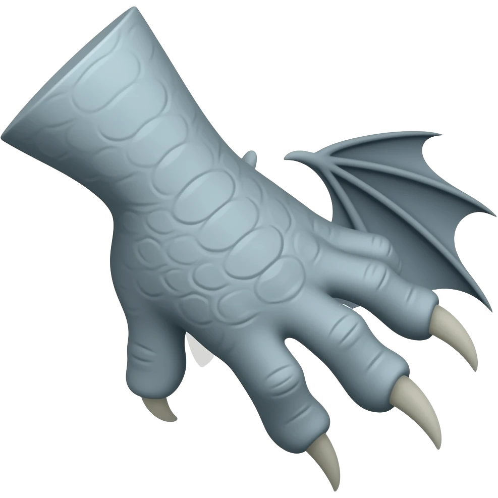 matte painting of simply a gray dragon arm with claws ready to scratch - NO BACKGROUND emoji