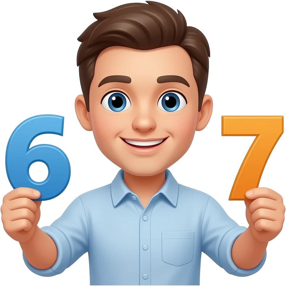 Make a emoji of the joke 6 7 make him holding the 6 7 emoji