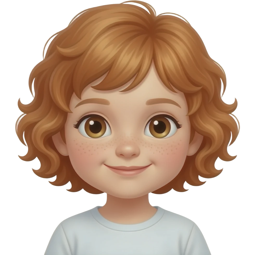 cute little girl with light red hair really short curly hair 2 years old emoji
