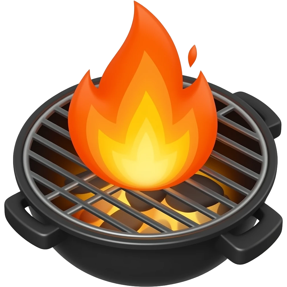 grill with flames emoji