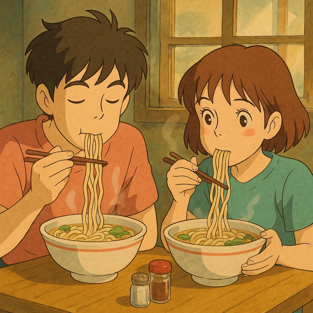 couple eating noodles emoji