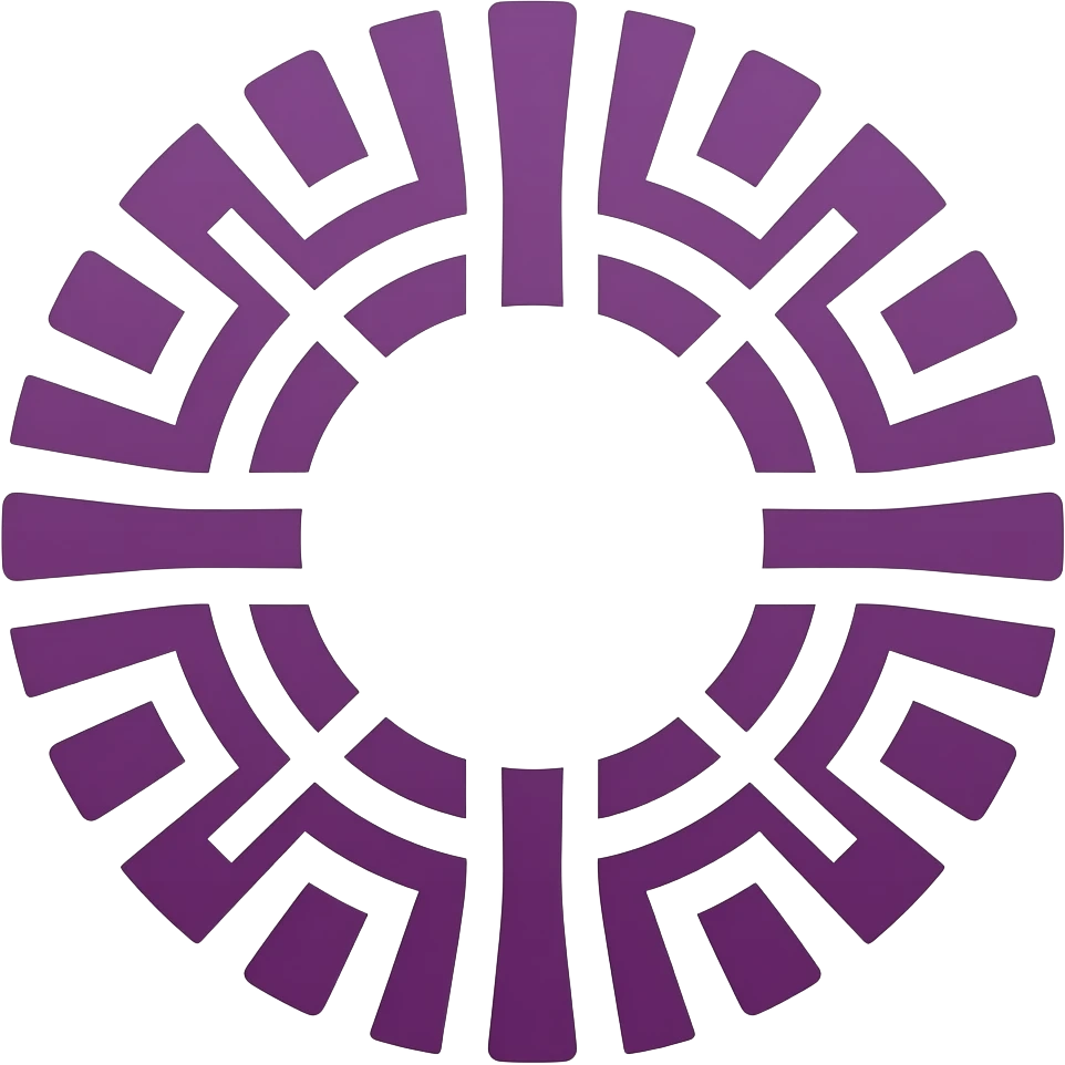 indigenious drawing of some lines in a circle logo. THick lines and in purple emoji