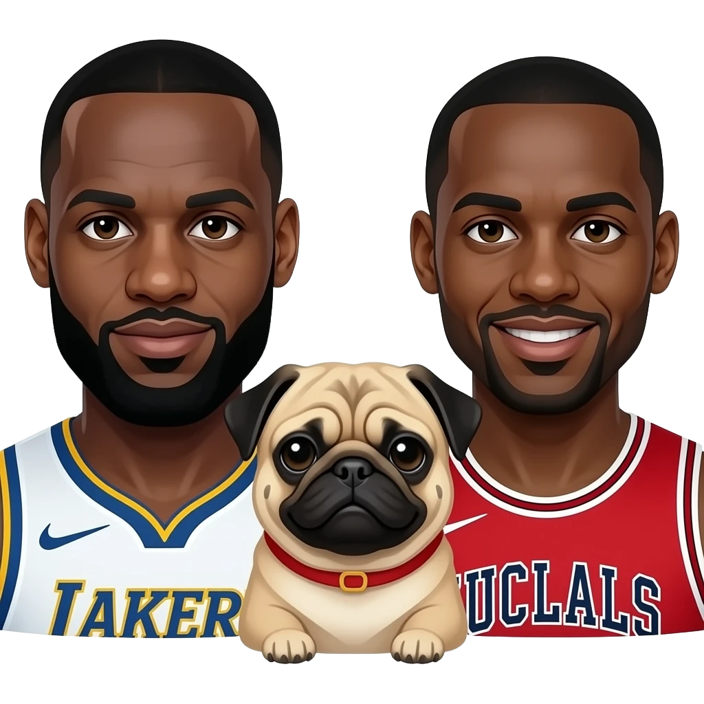 make lebron mixed with michal Jordan mixed with a pug emoji