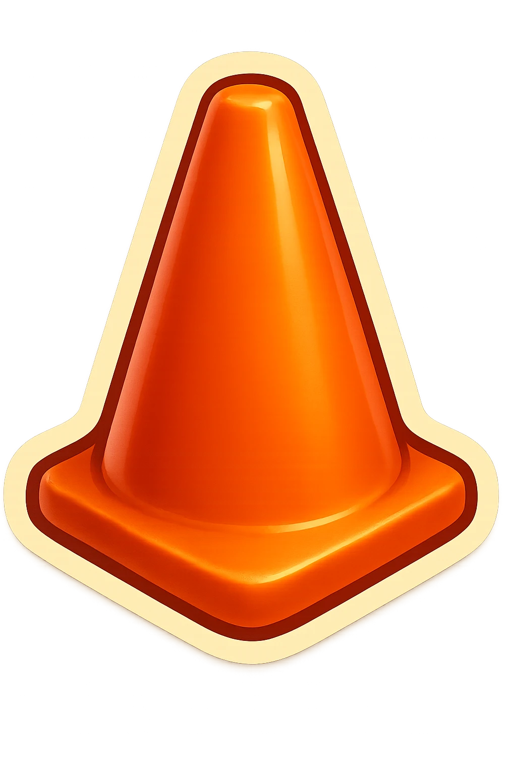 Render only an orange pylon, no face, no accessories, in a clean retro sticker style with a transparent background. emoji