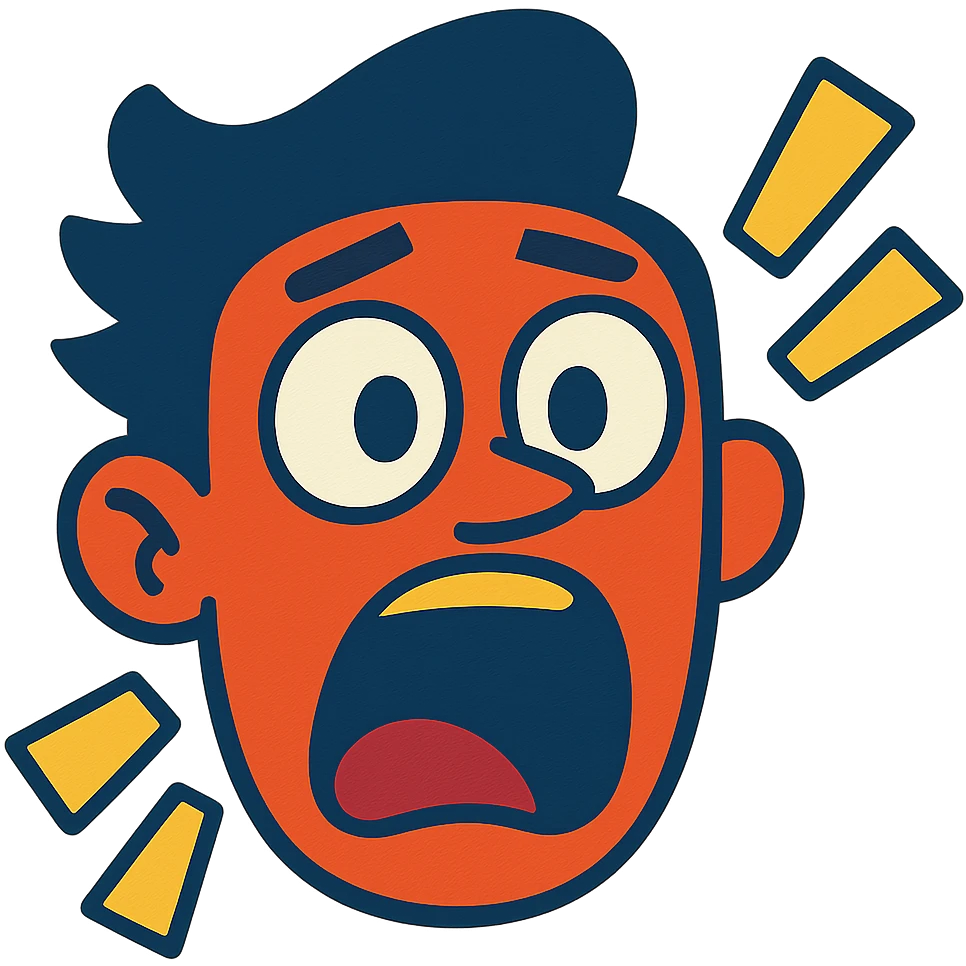 shocked face, bold colors, expressive emoji