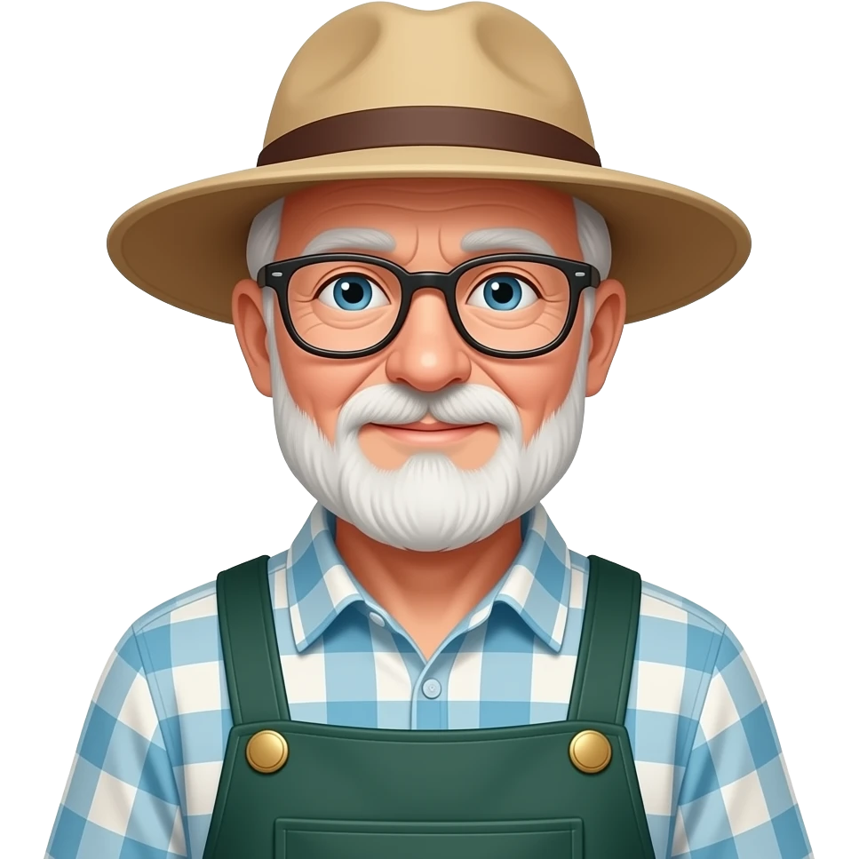 old man wear glasses and gardener outfit emoji