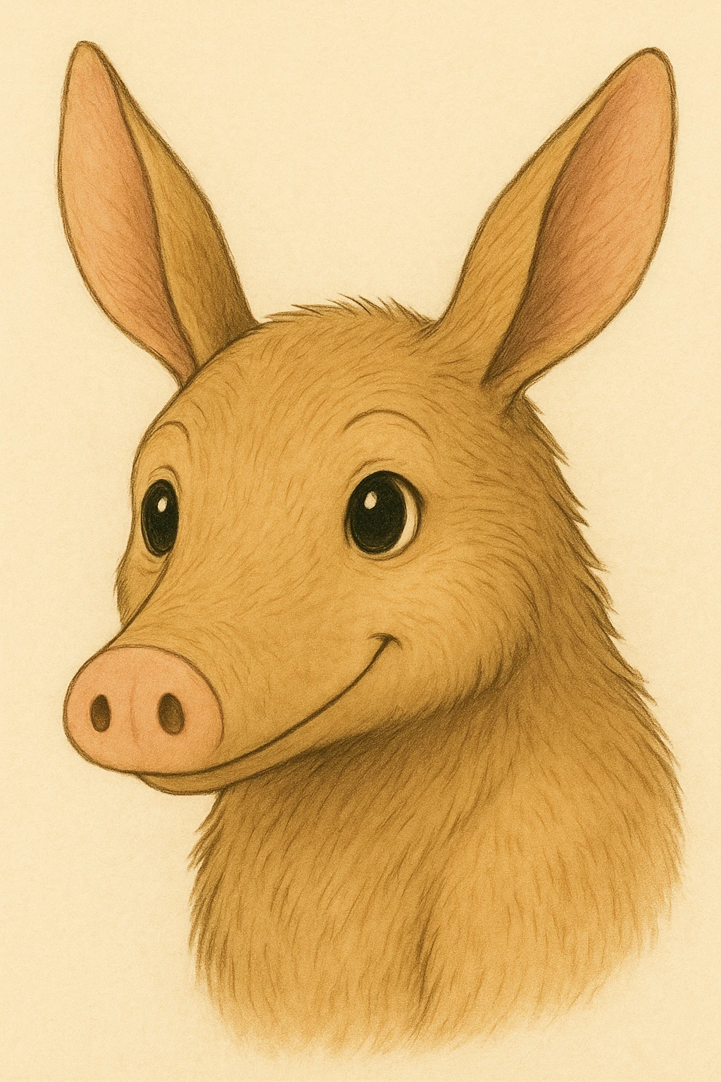 Remove the background and crop the image to show only the aardvark's head in a detailed Ghibli style illustration. emoji