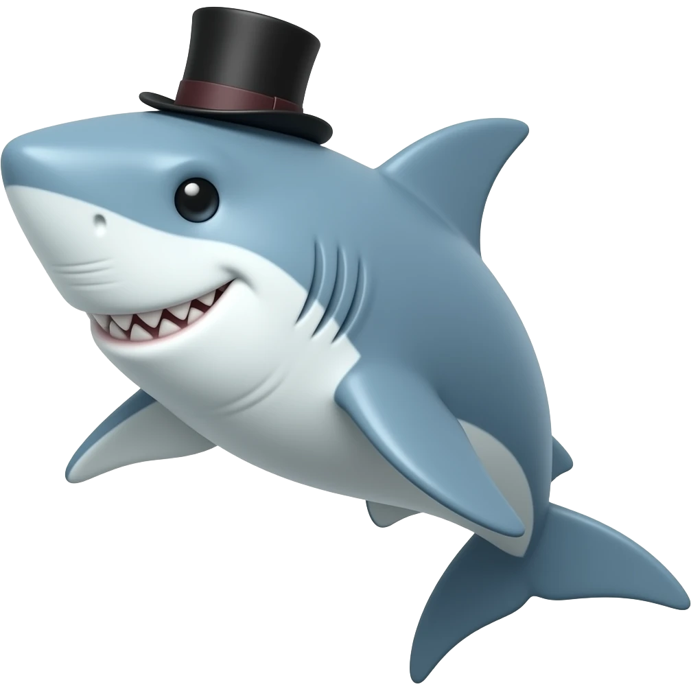 Shark with a top hat emoji