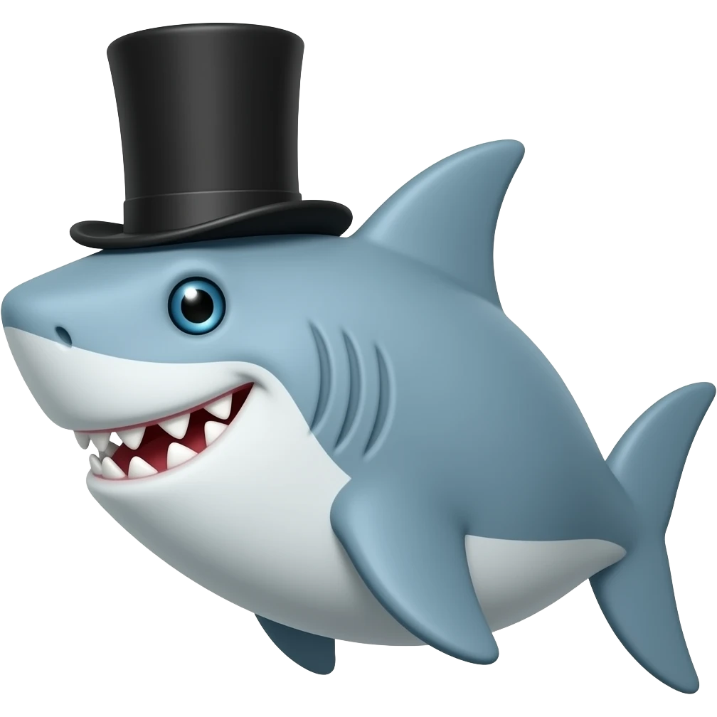 Shark with a top hat emoji