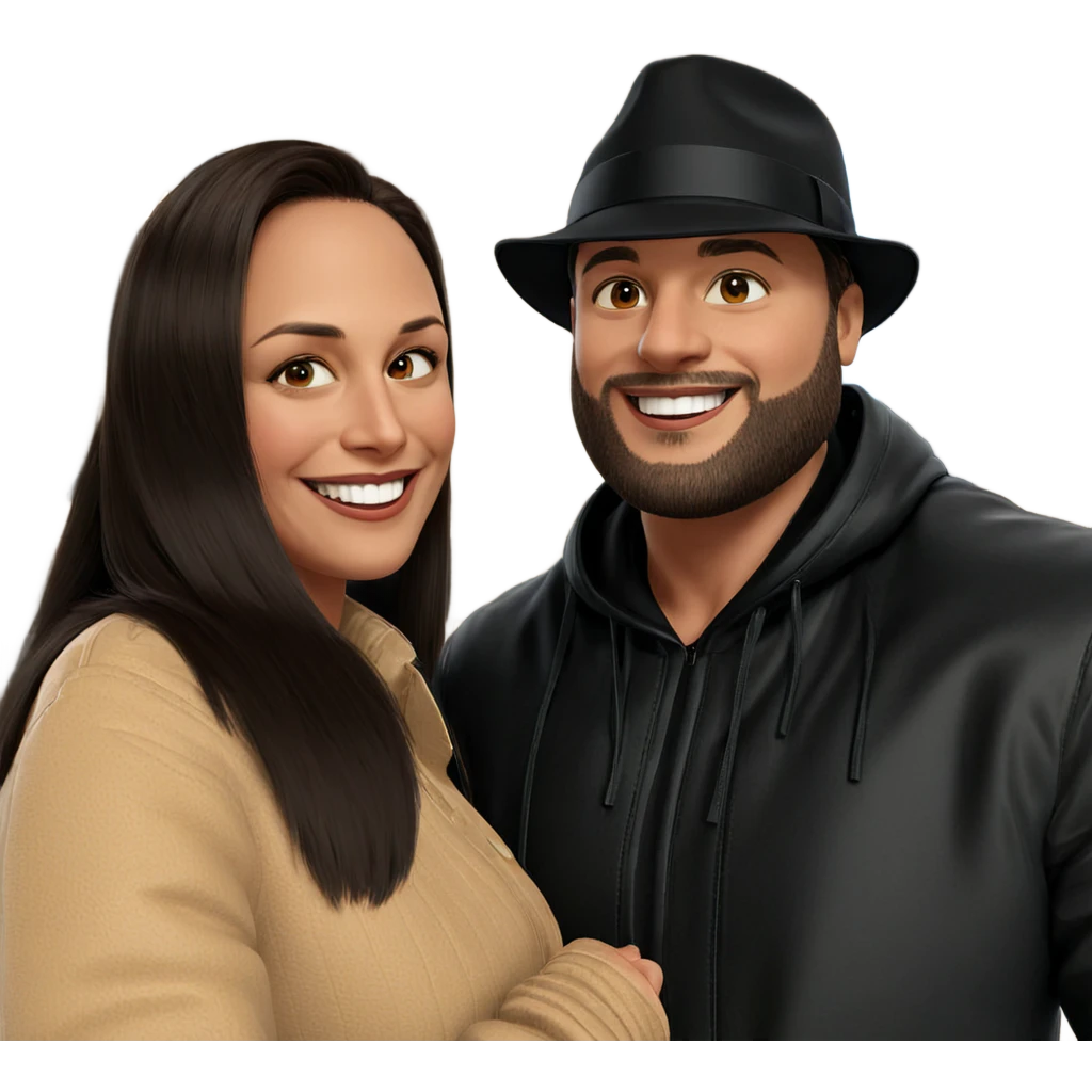 smiling couple in stylish attire emoji
