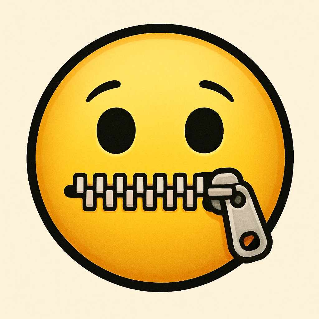 emoji with zipper mouth emoji