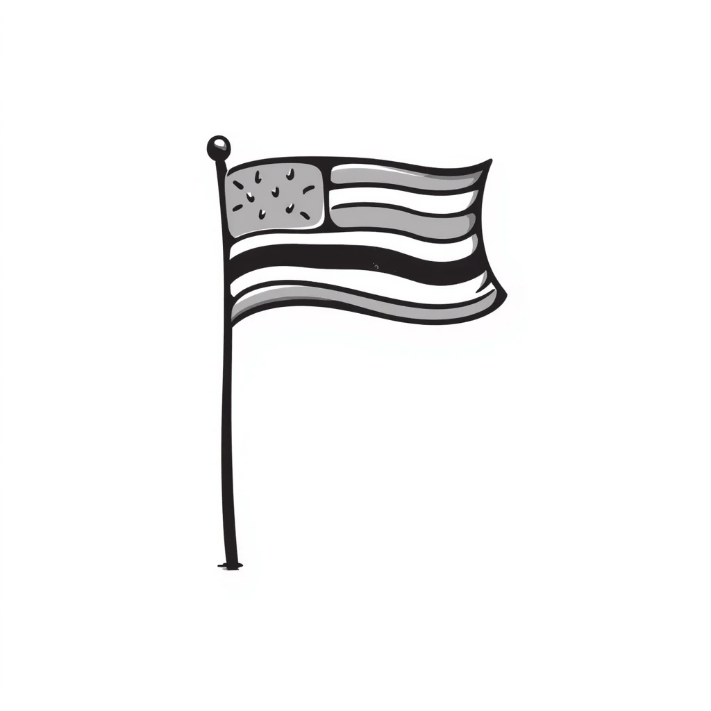 A hand-drawn flag on a flagpole emoji