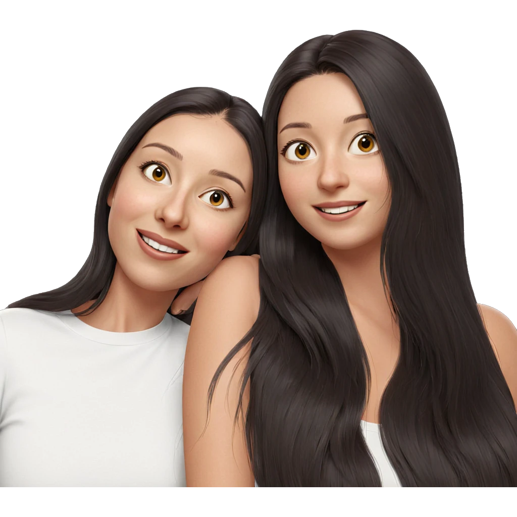 happy girls with long hair emoji