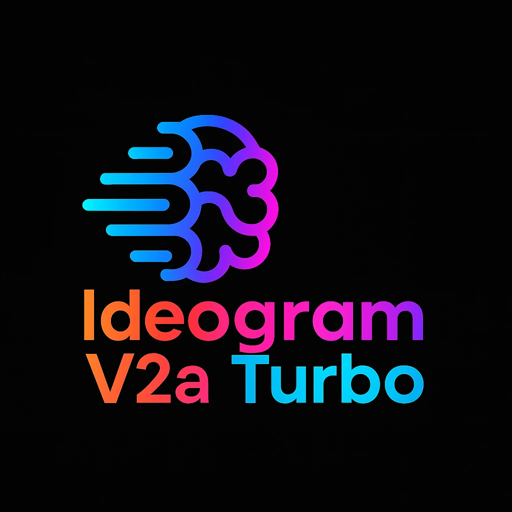 make a colorful text of "Ideogram V2a Turbo", black background, add this logo too emoji