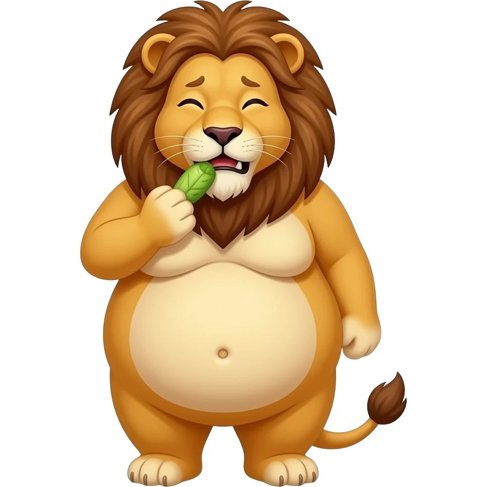 Make this Lion fat,make her eat until she is about to pop,she has a tummy ache,A bellybutton. emoji