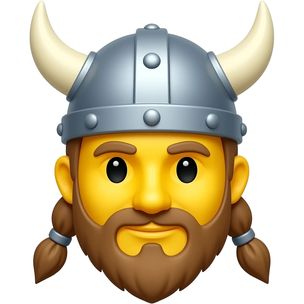 yellow face viking head, same style as normal emojis on iphone emoji