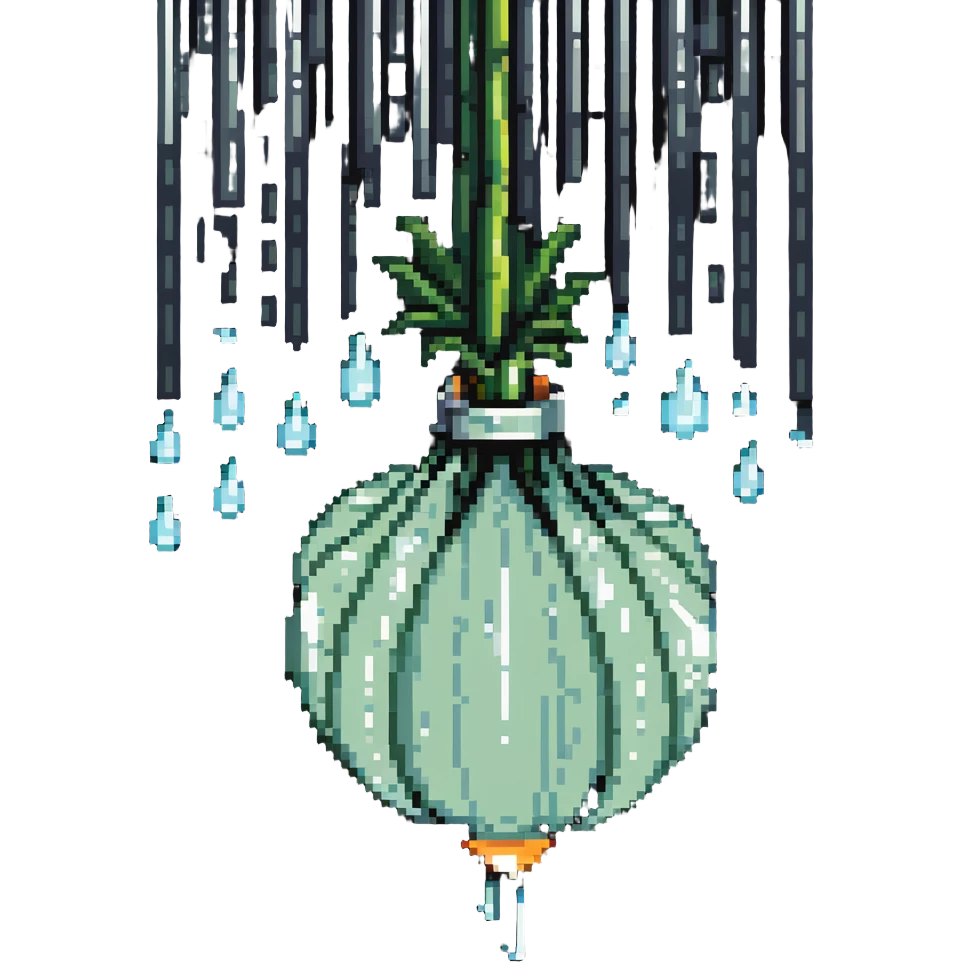onion under showerhead, water droplets emoji