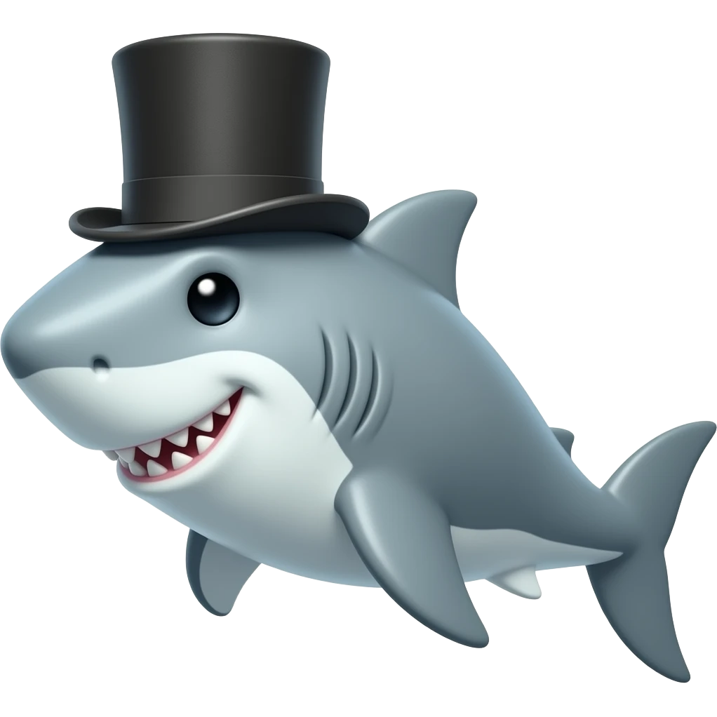 Shark with a top hat emoji