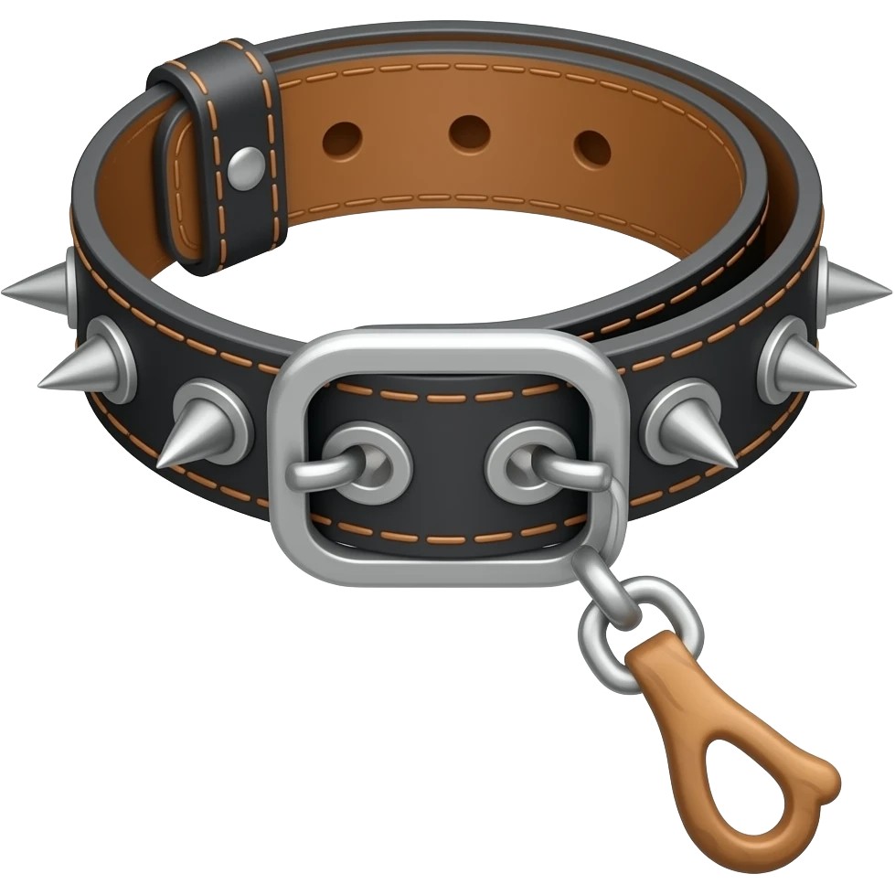 black collar with spikes and a lead add a handle to the lead emoji