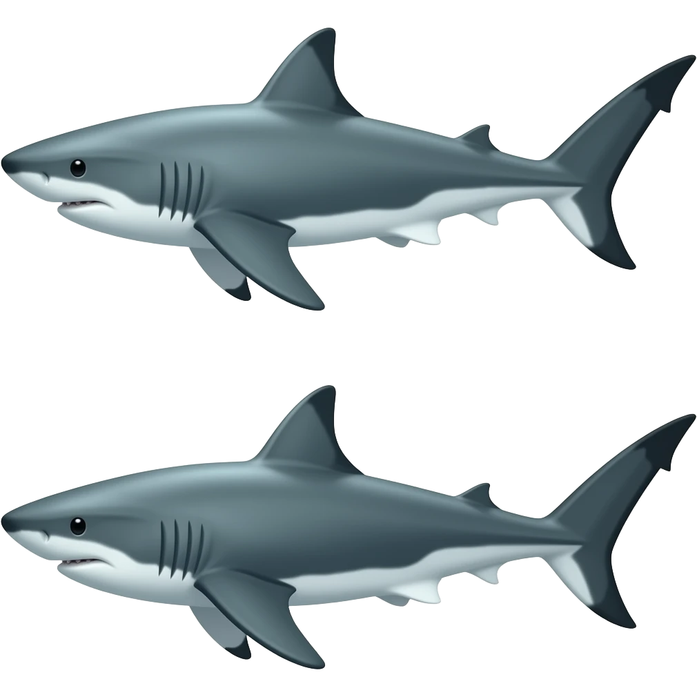 2 sharks in ocean emoji
