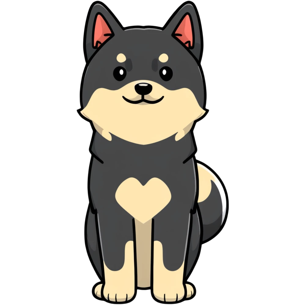 cute black Shiba Inu dog standing full body view emoji