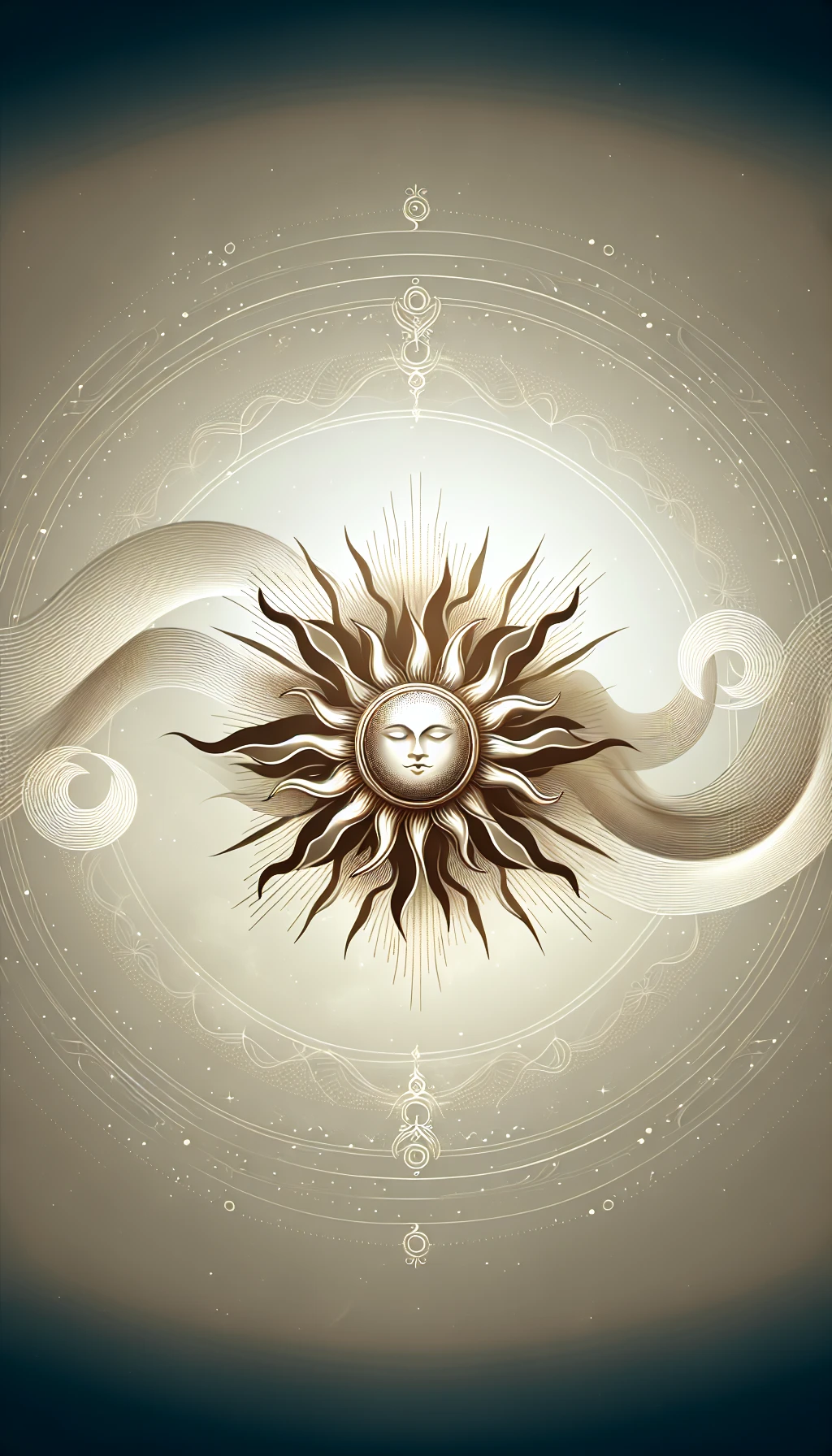 il sole è dio, sfondo mistico neutro chiaro, attorno al sole fluttua una magia mitologica, iperrealistico 4k emoji