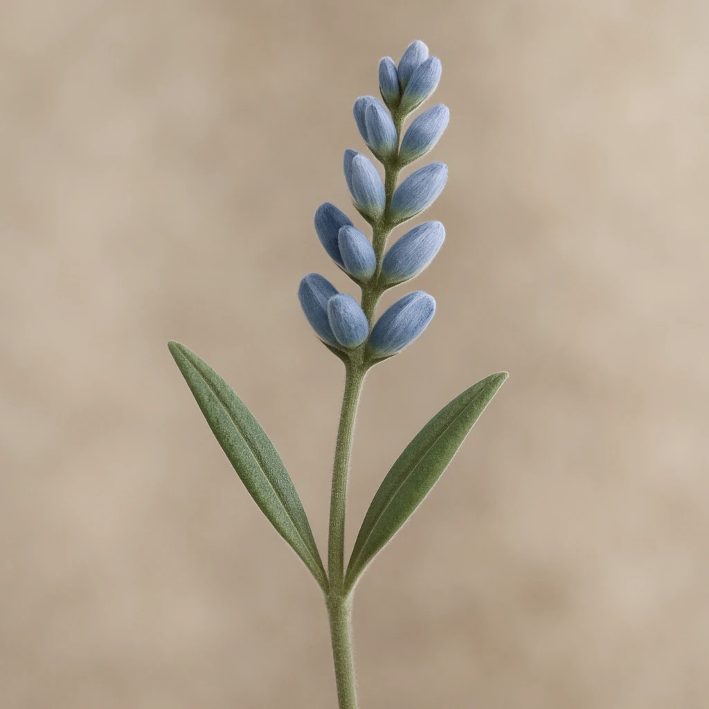 Make the lavender sprig highly realistic, with intricate details, natural textures, and a soft, subtle background. Emphasize lifelike color and shading in a photorealistic style. emoji
