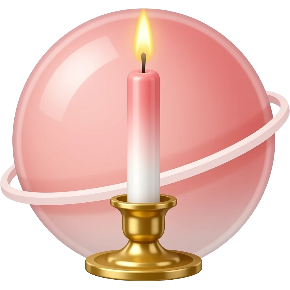 elestial glossy soft smooth Thin tall neat petite cute slim dainty narrow Pastel Reddish-pinkish-gradient vintage candle in a tiny narrow gold and white candleholder emoji