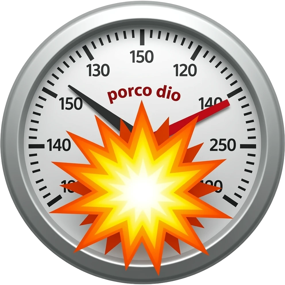 text "porco dio", on a meter to the max, explosion, fore emoji
