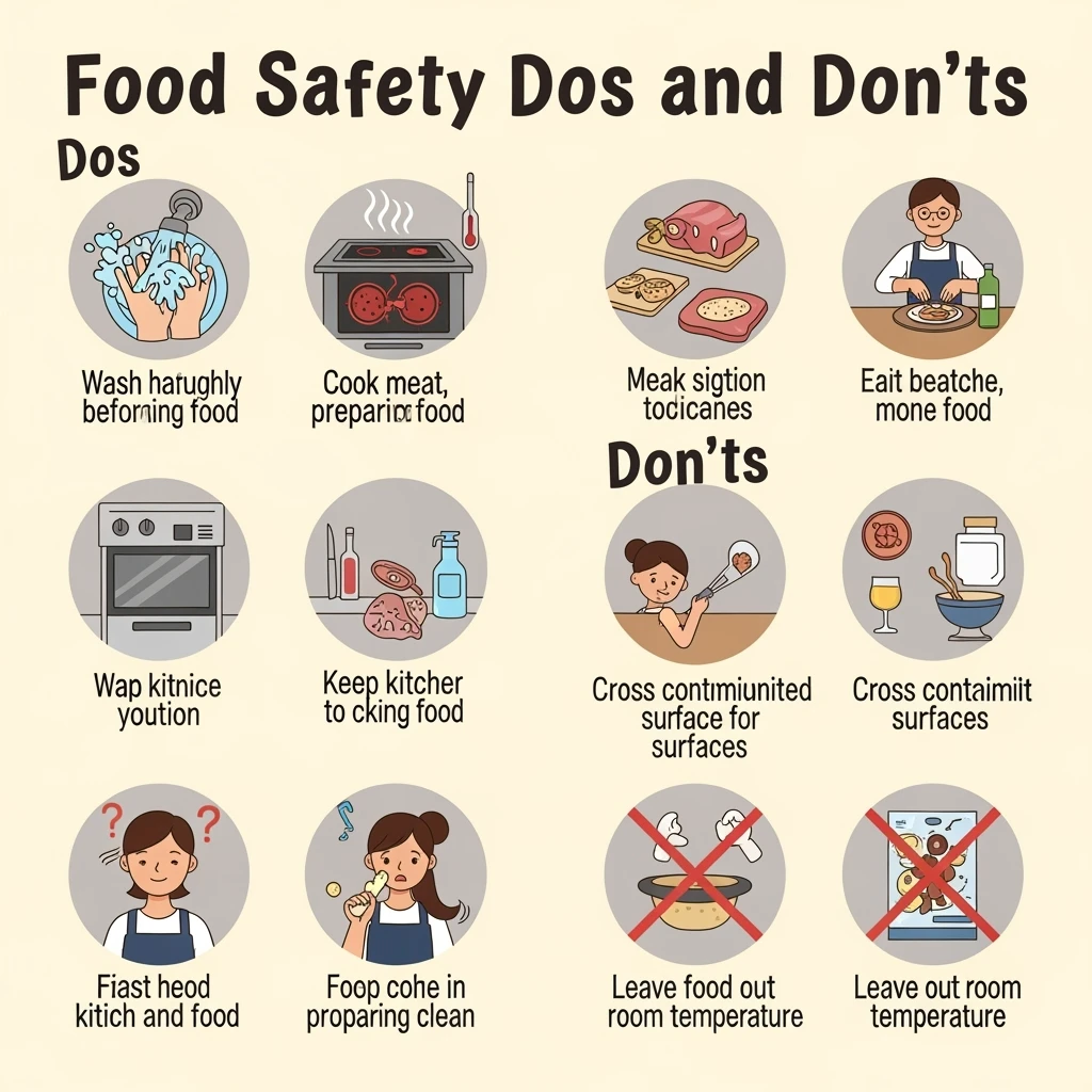 make a detail poster with title of "food safety dos and dont" emoji