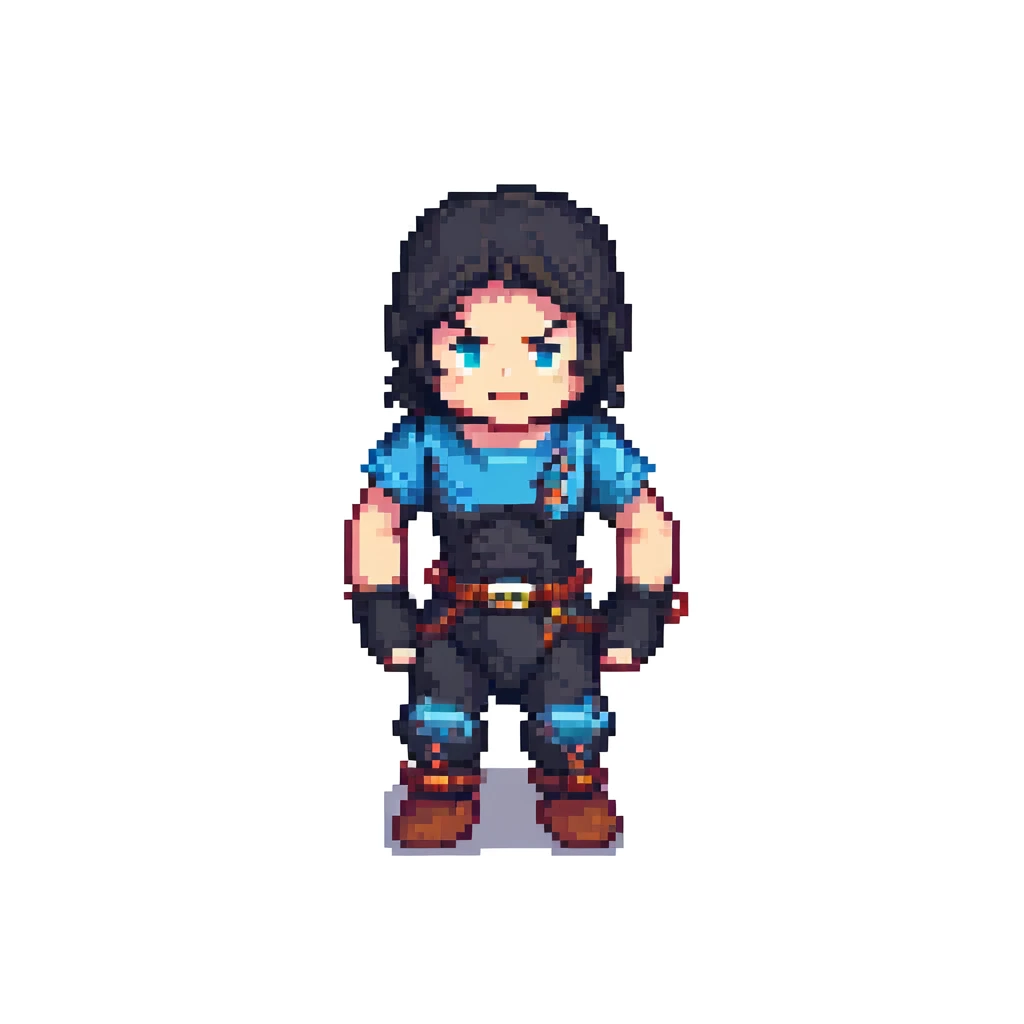 Kayzer character in pixel art style action pose with classic 8-bit look emoji