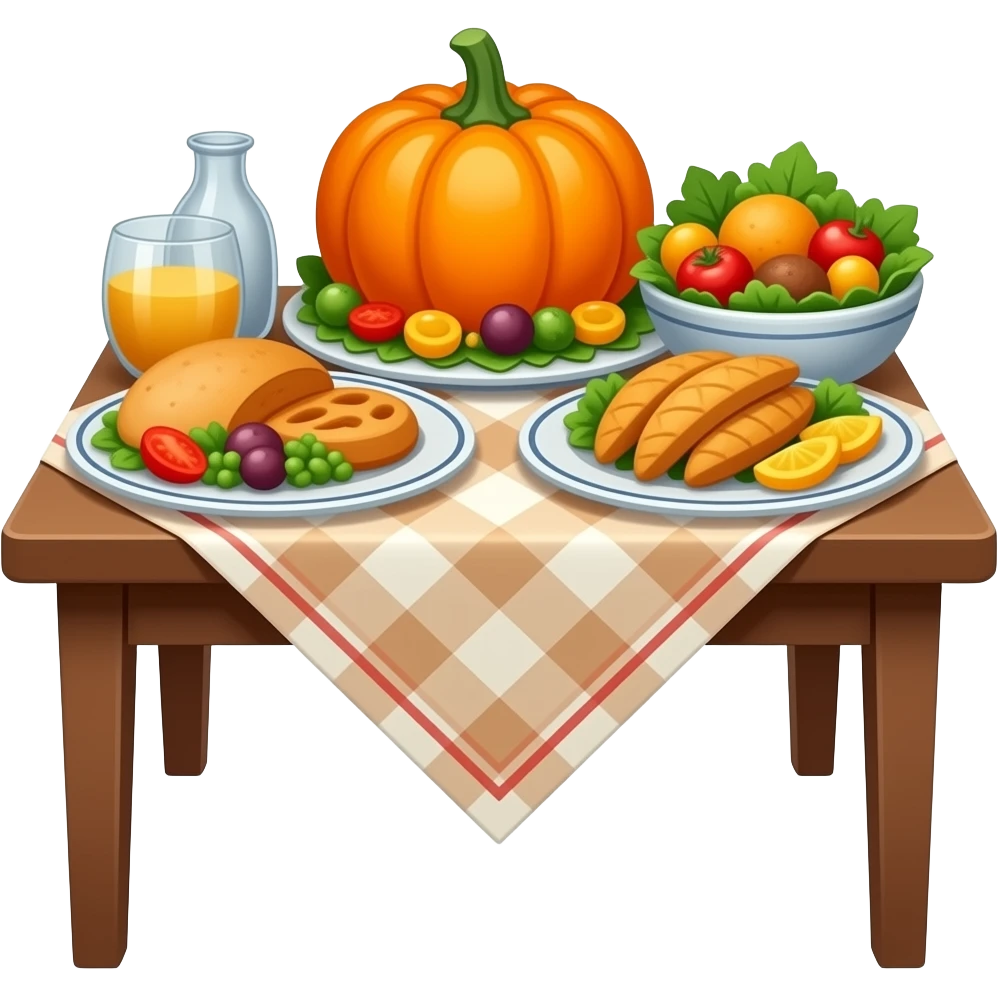 Thanksgiving food set on a table emoji