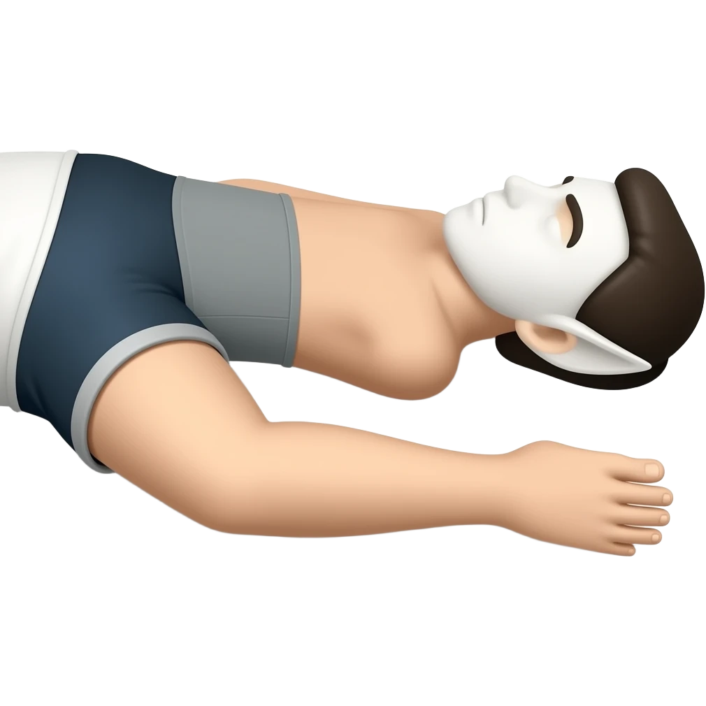 knees up 45 degree, feet on ground, lying on back. from side emoji