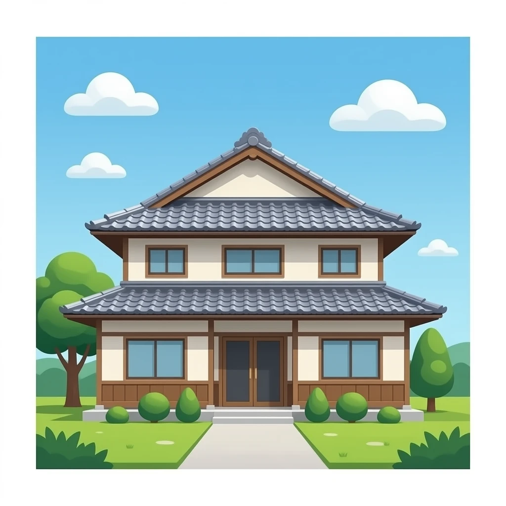 Front facing modern japan house emoji